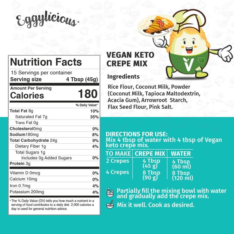 Eggylicious Vegan Keto Crepe Mix | Low Carb Crepe Mix