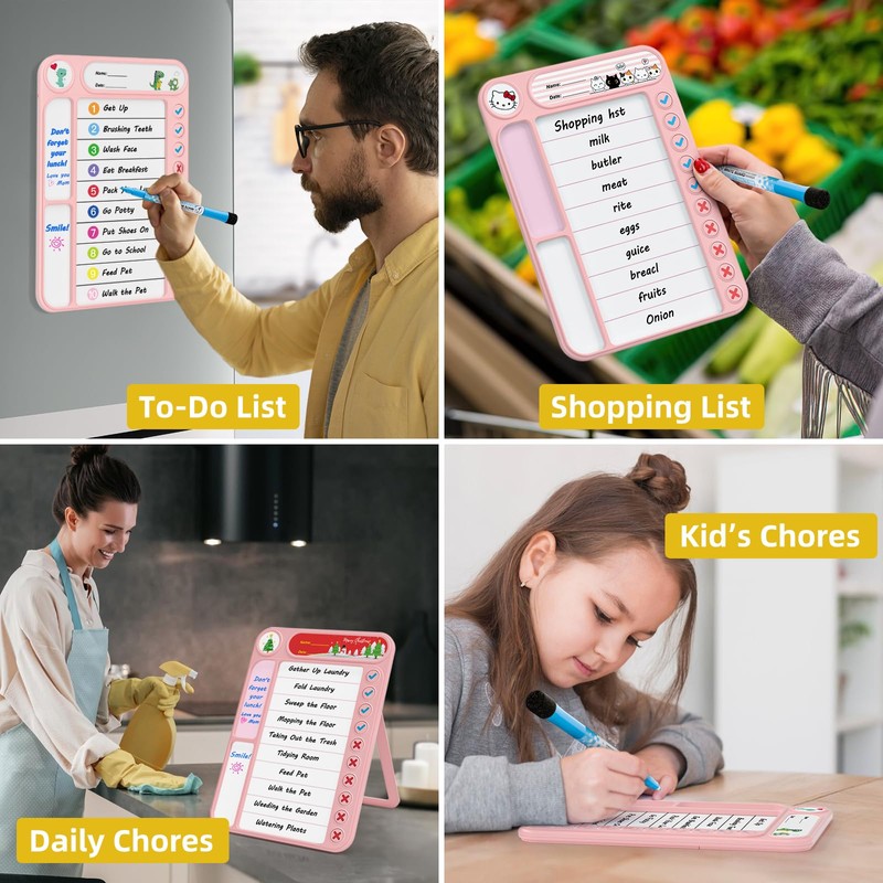 2 Pcs Magnetic Chore Chart for Kids, ADHD Task Tracker