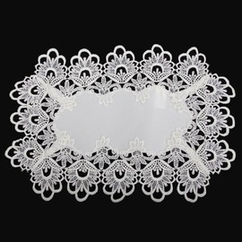 Emma Barclay Lucinda Embroidered Tray Cloth in Cream - 12x18 (30x46cm)