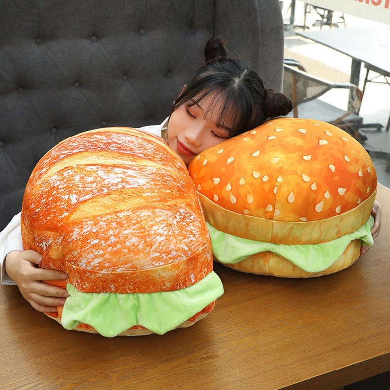 Simulation Bread Burger Shape Pillow Cute Food Plush Pillow Soft