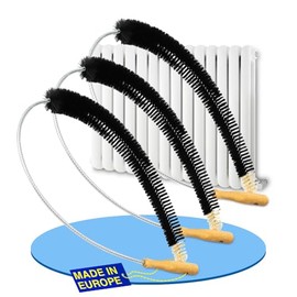 Original Gundel-Putz Flexible Radiator Brush 120 cm Pack of 3 with Goat Hair Bristles for Effective Cleaning of Flat Radiators
