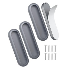 MeBantoo 4 Pack Self-Adhesive Drawer Pull Handles, 4 Inch Self-Stick Aluminum Alloy Push-Pull Knobs for Kitchen Cabinet, Closet, Glass Sliding Barn Door, Wardrobe, Window, Balcony Door (4, Grey)