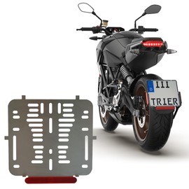 3D Carbon Design 1 x License Plate Holder 220 x 200 mm Frameless 100% Stainless Steel (Rust-Proof) 0.8 Thick with Rear Reflector Red for Motorcycle Scooter Tractor Trailer Quad Bike Off-Road Truck SUV