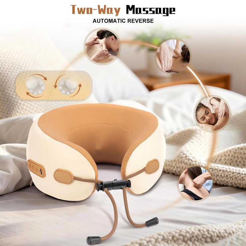Neck Pillow with Heat and Massage, Rechargeable 3D Kneading Massage
