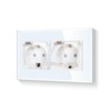 LIAONFOY Glass Schuko Double Socket with Lid Flush-Mounted 2-Way Wall Socket White Colour with Glass Frame 16 Amp 110-250 V 157 mm