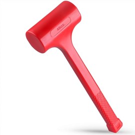 3-LB (48-OZ) Premium Dead Blow Hammer and Unicast Mallet, Neon Red Color | Durable Unibody Molded Construction, Checkered Grip | Rebound and Spark Resistant, Non-Marring and Non-Sparking Design