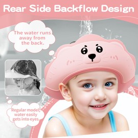 Lonlown Baby Shower Cap,Adjustable Kids Shower Cap for 1-10 Years Old Boy Girl Soft Shower Cap for Kids,Toddler Shower Cap Protect Baby's Eyes and Ears,Cute Lion Shape Make Baby Bath More Fun