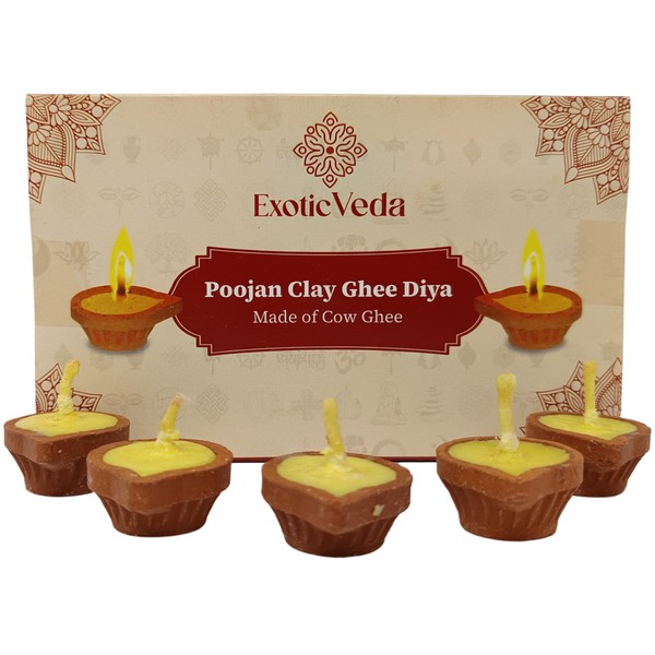 Handcrafted PUJAN Clay Diya Set of 15 - Eco-Friendly Homemade