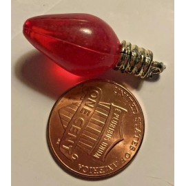 JHB 1 Red & Gold Tone Plastic Christmas Embellishment Light Bulb 1 1/8" 29mm 9905