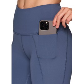 RBX Active Women's 7/8 Leggings, Quick Drying Squat Proof Gym Tights Ankle Length Workout Running Blue Yoga Legging with Pockets Vintage Blue L