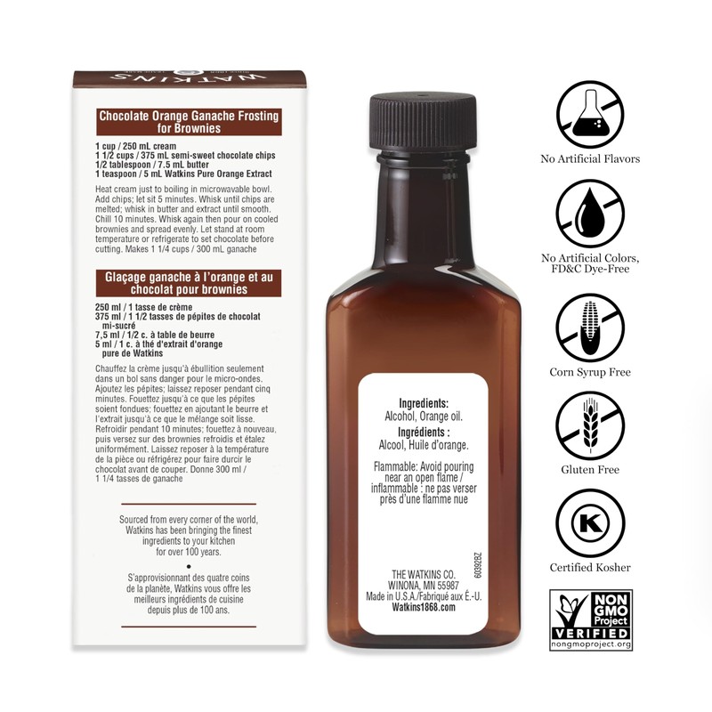 Watkins Pure Orange Extract, 2 oz. Bottles, Pack of 6