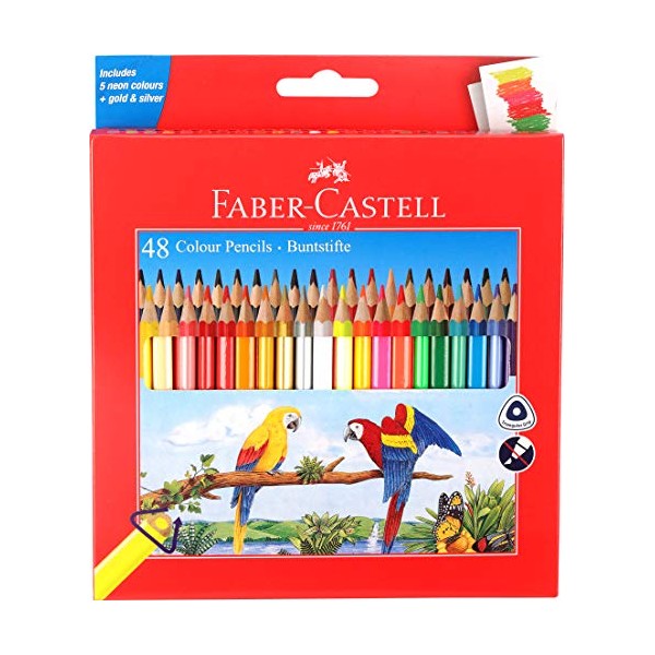Faber-Castell Triangular Colour Pencils - Pack of 48 (Assorted) by