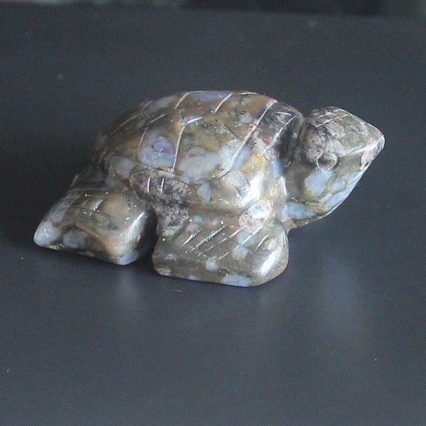 2'' Hand Carved Gemstone Crystal sea Turtle Figurine Animal Carving
