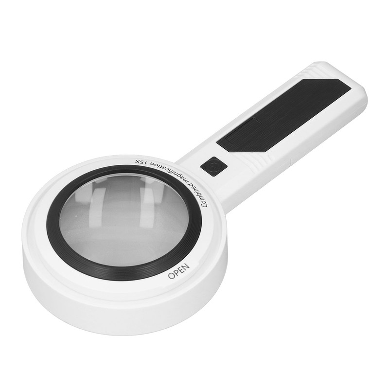 Reading Magnifying Glass 15X Magnification 3 Colors Adjustable LED Illuminated