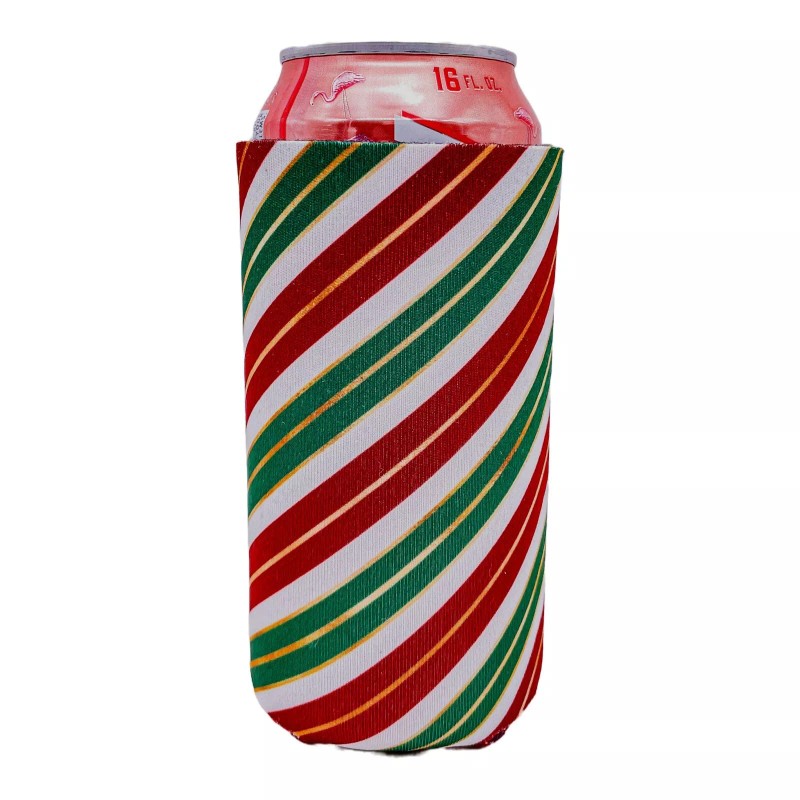 Coolie Junction Christmas Stripes Pattern 16 oz. Can Coolie ;