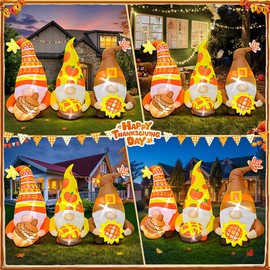 6FT Thanksgiving Inflatable Three Gnome Inflatables Thanksgiving Decorations Outdoor with LED Lights,Blow Up Outdoor Yard Decorations for Fall,Holiday,Outdoor,Party,Garden,Lawn Décor