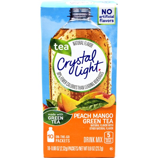 Crystal Light On The Go Peach Mango Green Tea Drink Mix, 10-Packet Box (Pack of 5)