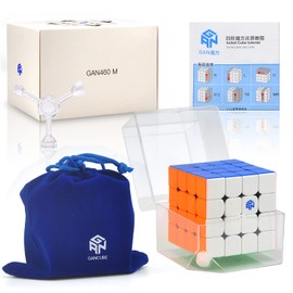 GAN cubeta magnético de velocidad 460 M, cubeta maestro magnético de 4 x 4 x 4 pulgadas, juguete de rompecabezas sin pegatinas para niños, niñas y adultos