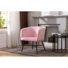 Porthos Home Belia Velvet Dining Chair with Barrel Back and Armrests, Rust-Resistant Steel Legs Reinforced by X-Cross Bar (for Dining Rooms and Kitchens