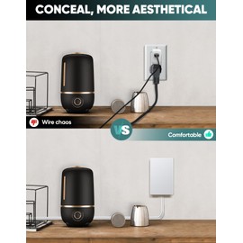 SakerPlus Outlet Concealer Power Strip-Outlet Cover Extender with 3AC Outlets-10ft Flat Plug Extension Cord,Universal Size,1625W for Kitchen, Home and Office,Child & Pet Safe(10 Foot)