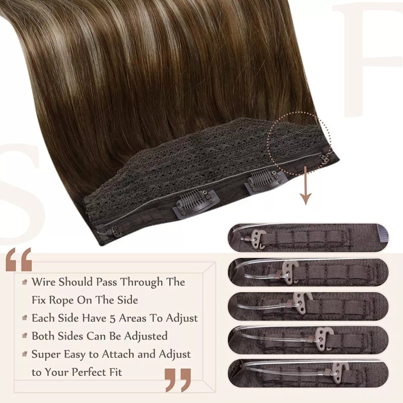 Fshine Extensiones Cabello Natural 70gr 14in Balayage Marrón A Miel
