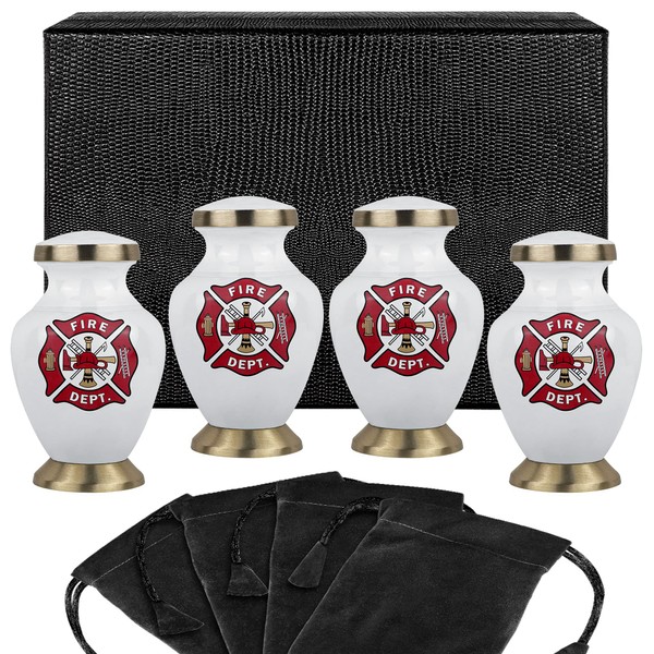 Trupoint Memorials Cremation Urns for Human Ashes - Decorative Urns, Urns for Human Ashes Female & Male, Urns for Ashes Adult Female, Funeral Urns - Fireman, 4 Small Keepsakes