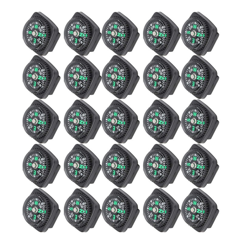 KIMISS 25Pcs Pack Black Survival, Compass Umbrella Rope Accessories Compass