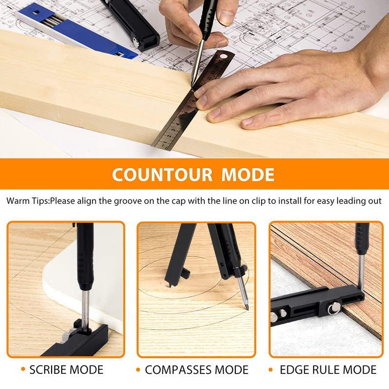 Saker Multi-function Scribing Tool- Construction Pencil- Aluminum Alloy Scribe Tool