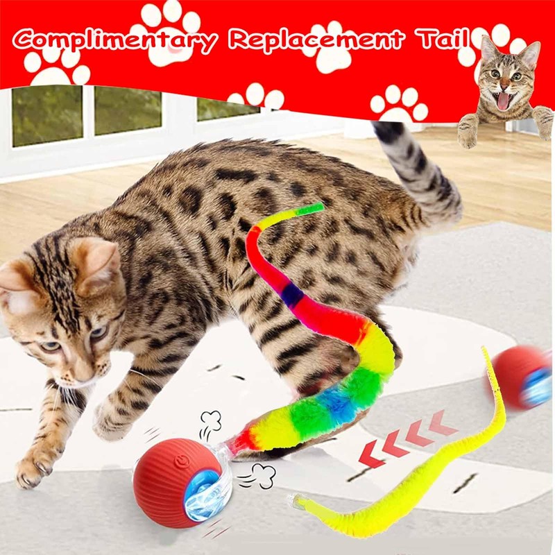 JinRui-T 2 PCS Active Rolling Ball with Tail for Dogs,Interactive