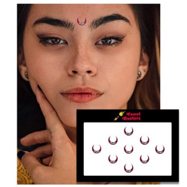 Comet Busters Moon Shaped Traditional Maroon Bindi With Stones (BIN618)