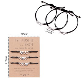 CERSLIMO Friendship Bracelet for Girls - Best Friend Bracelet Friendship Gifts for 3 Girls, Adjustable Bracelets Friendship Gifts for Women | Bff Friendship Bracelets Birthday Christmas Gifts, Heart