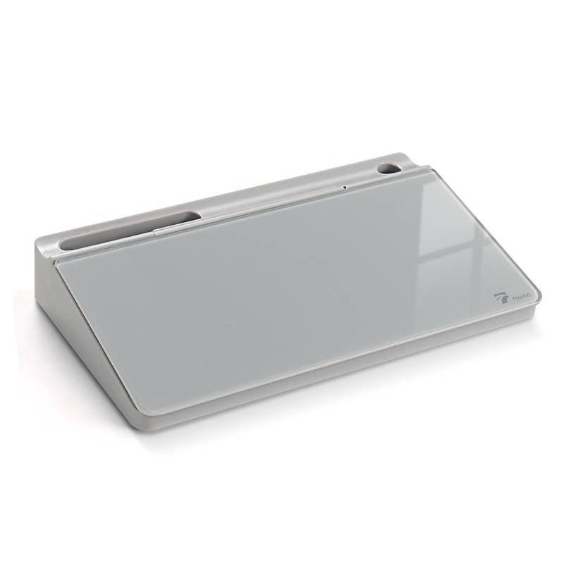 TOWON Small Compact Glass Desktop Whiteboard with Storage – 12
