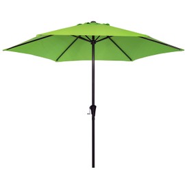 Sunnyglade 9FT Outdoor Patio Umbrella, Market & Table Umbrella with 6 Sturdy Ribs and Crank System, Fade-resistant & Waterproof for Garden Backyard Poolside Deck (Grass green, 9FT)