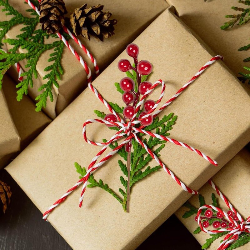 LLZLL 32 Pack Christmas Tree Decorations, Artificial Red Berry Stems