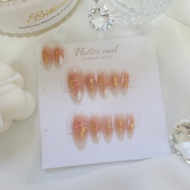 Line Cheek Handmade Nail Tips - Stiletto / 라인 치크 수제네일팁 - 스틸레토