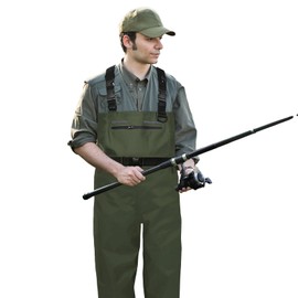 VINPATIO Fishing Waders for Men Women, 2-Ply Nylon/PVC Waterproof Chest Wader with Boots for Duck Hunting & Fly Fishing (Green, M14)