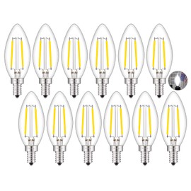 CRLight LED Candelabra Bulb 5000K Daylight White, 25W Equivalent 250 LM, 2W LED Chandelier Light Bulbs, E12 Vintage Edison B11 Clear Glass Candle Bulbs, Non-dimmable Version, 12 Pack