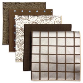 Shlax & Wing 5 Pcs Men's Pocket Square Set Business Striped Silk, Set-93