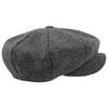 Atano Mens Herringbone Bakers Boy Cap Black Mix 60cm