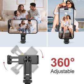 Mechrig Universal Dual Cell Phone Tripod Mount Adapter,360°Rotatable Holder for Smartphones,Compatible with All Tripods,Monopods,Selfie Sticks