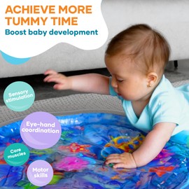TT TUMMYTIMEZ Baby Tummy Time Water Mat, Premium Activity Center Promoting Baby Motor & Sensory Development, Inflatable Playmat Pat Visual Stimulation Gift for Infants & Toddlers Boys & Girls