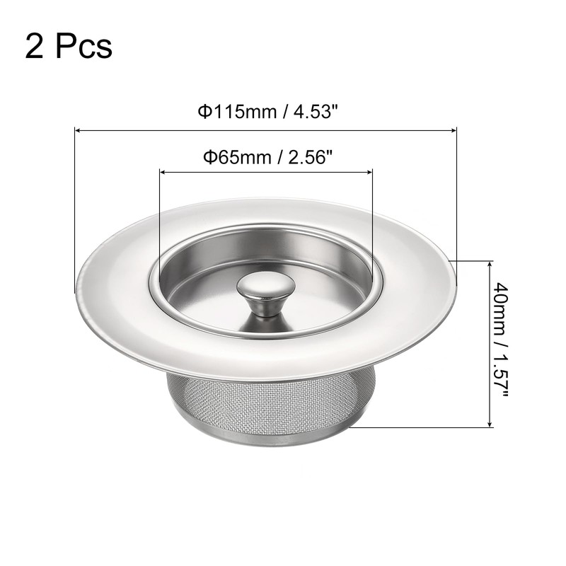 sourcing map 2Pcs Kitchen Sink Drain, Stainless Steel Kitchen Sink