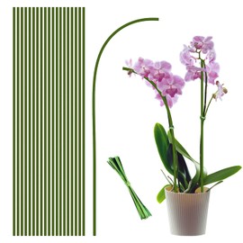 20Pcs Plant Stakes,Plant Sticks,Garden Green Bendable Single Stem Plant Support Stakes for Indoor and Outdoor Plants,Potted Plants,Flowers Orchid Peony Rose-18 Inches