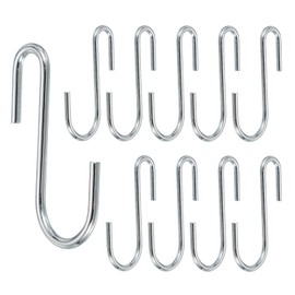 PATIKIL 2.5" S Hooks, 10 Pack Hook Wire Rack Hooks S Shaped Hooks, Hanging Sink Grid Hooks Hanger for Kitchen, Bedroom, Office, Silver Tone