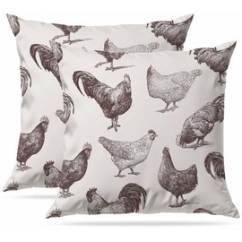 Cushion Covers Set of 2 Pack 45 x 45 cm Soft Short Plush Cocks and Hens Decorative Throw Pillow Cases Cute Pillow Cover for Sofa Bed Garden Outdoor Decor with Invisible Zipper Pillow Covers