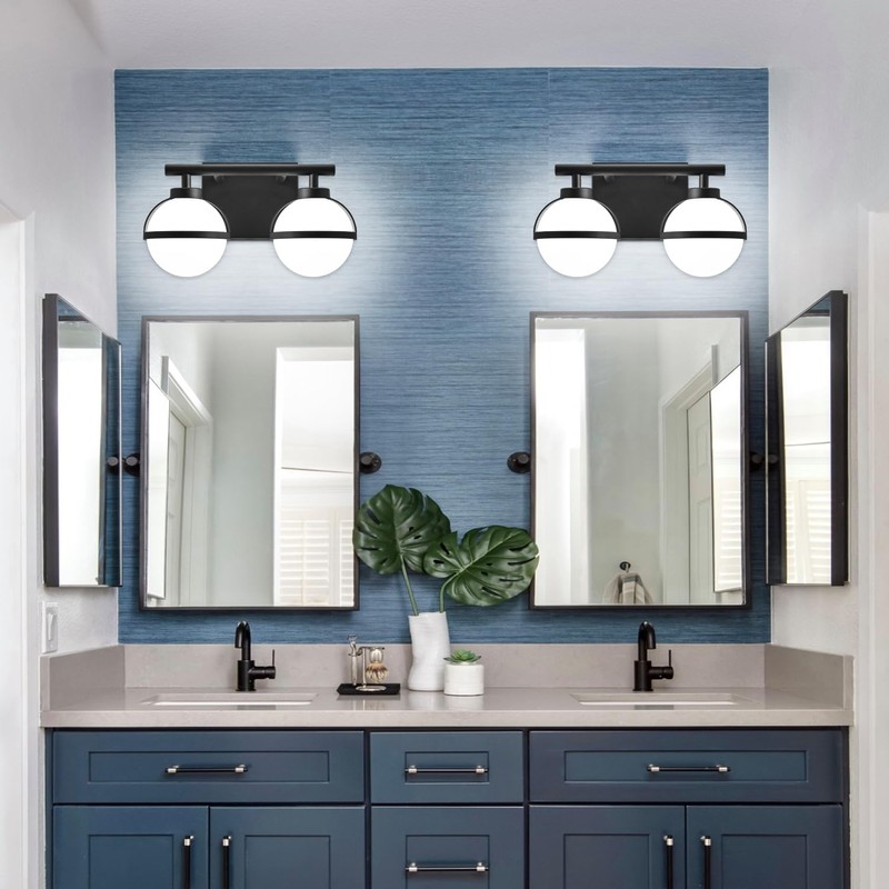 SOLFART Black Bathroom Light Fixture 2 Light Bathroom Vanity Light