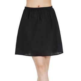 BEAUTELICATE Women's Half Slip 100% Cotton Vintage Underskirt, 16 Inch Length, Black, Size S Fits UK(8 - 10)