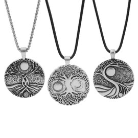 XJYHDY Tree of Life Necklace Set – 3-Piece Celtic Tree of Life Jewelry with Yggdrasil Pendant, Viking Nature Necklace for Women & Men