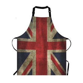 Moslion Vintage Uk Flag Apron,United Kingdom Union Jack Flag British Flag Apron,Adjustable Neck Bib Apron for Men Women,Suitable for Kitchen Cooking Waitress Chef Apron