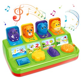Ellinjan Musical Pop-Up Cause and Effect Toys with Light & Music for 1-3 Year Olds, Baby Interactive Toy with Animal Sounds, Ideal Gifts for Babies Boys Girls